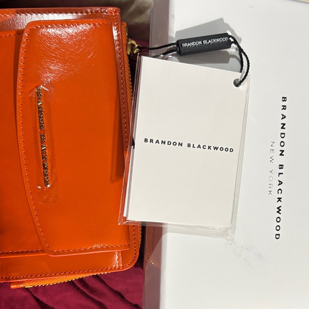 Brand new Brandon Blackwood dreux Vibrant Orange wallet